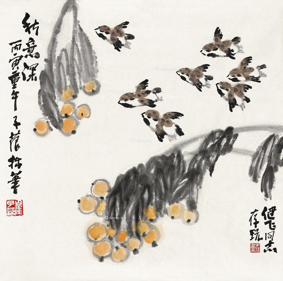 麻雀水墨作品欣赏